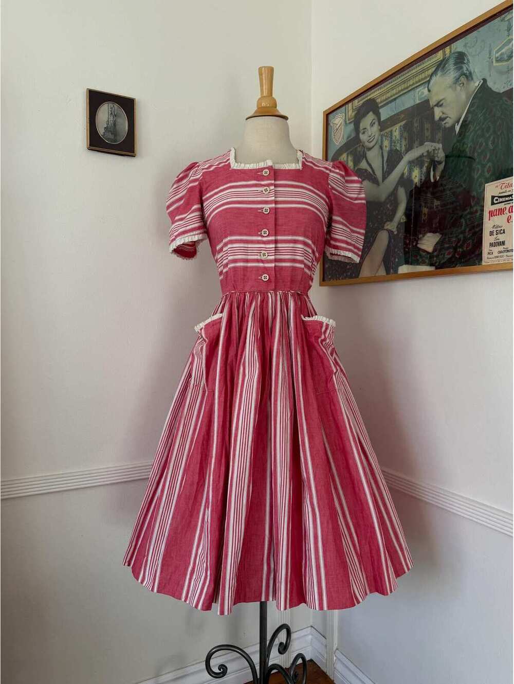 1940s Vintage Cotton Day Dress